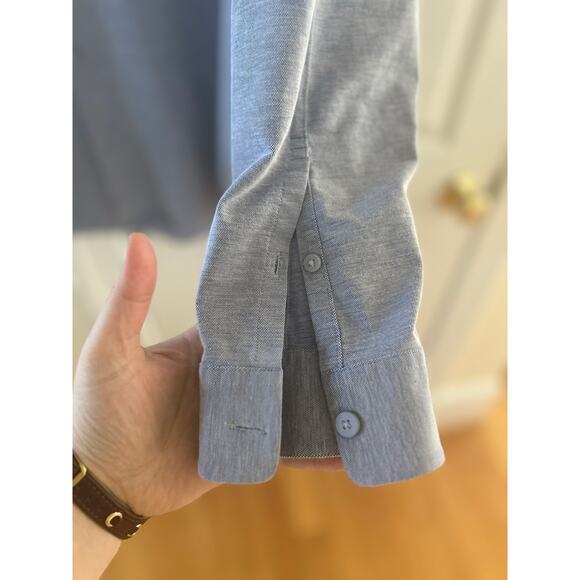 LuluLemon Light Marled Blue Commission Long Sleeve Button Down - Picture 2 of 7